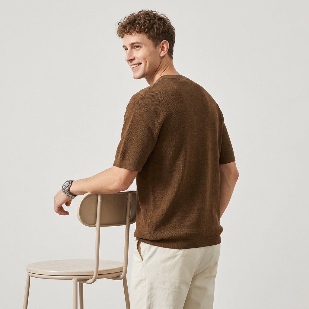 Notch Knit Tee in Coffee Brown