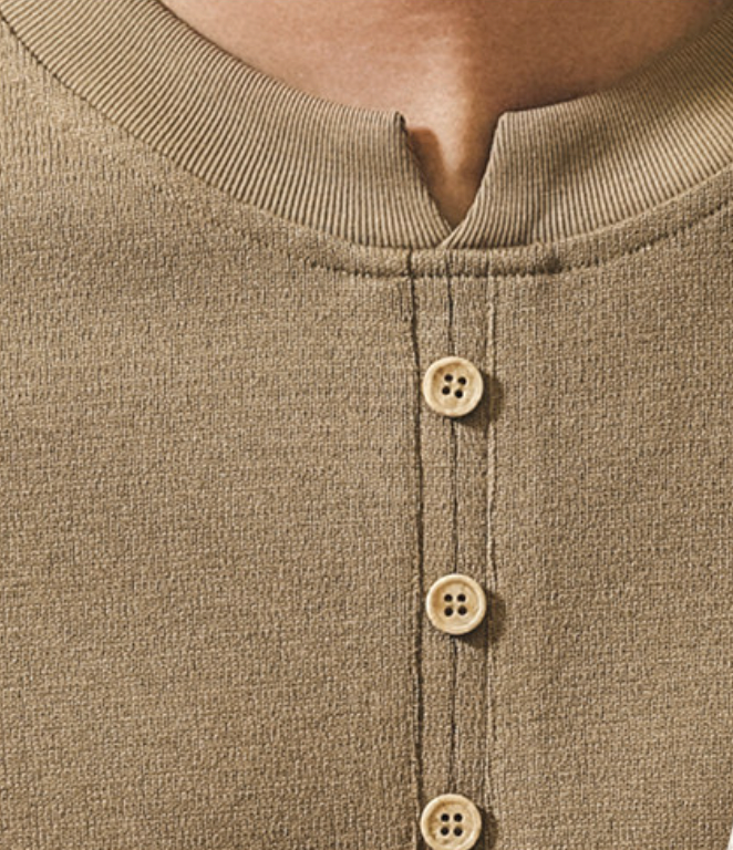 Sicilian Henley Polo T-Shirt in Khaki