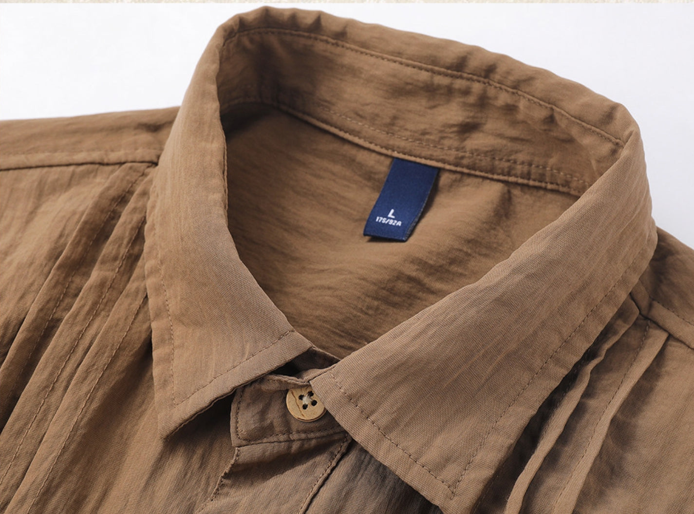 Embroidered Lyocell Tencel Shirt in Coffee
