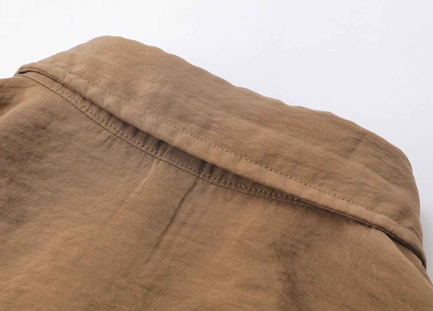 Embroidered Lyocell Tencel Shirt in Coffee