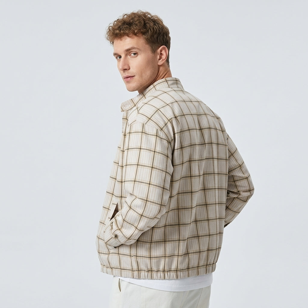 Heritage Plaid Shirt Jacket in Sand Beige