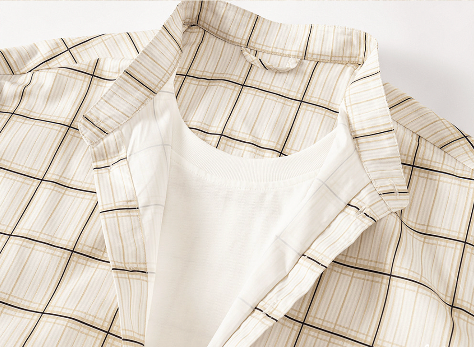 Heritage Plaid Shirt Jacket in Sand Beige