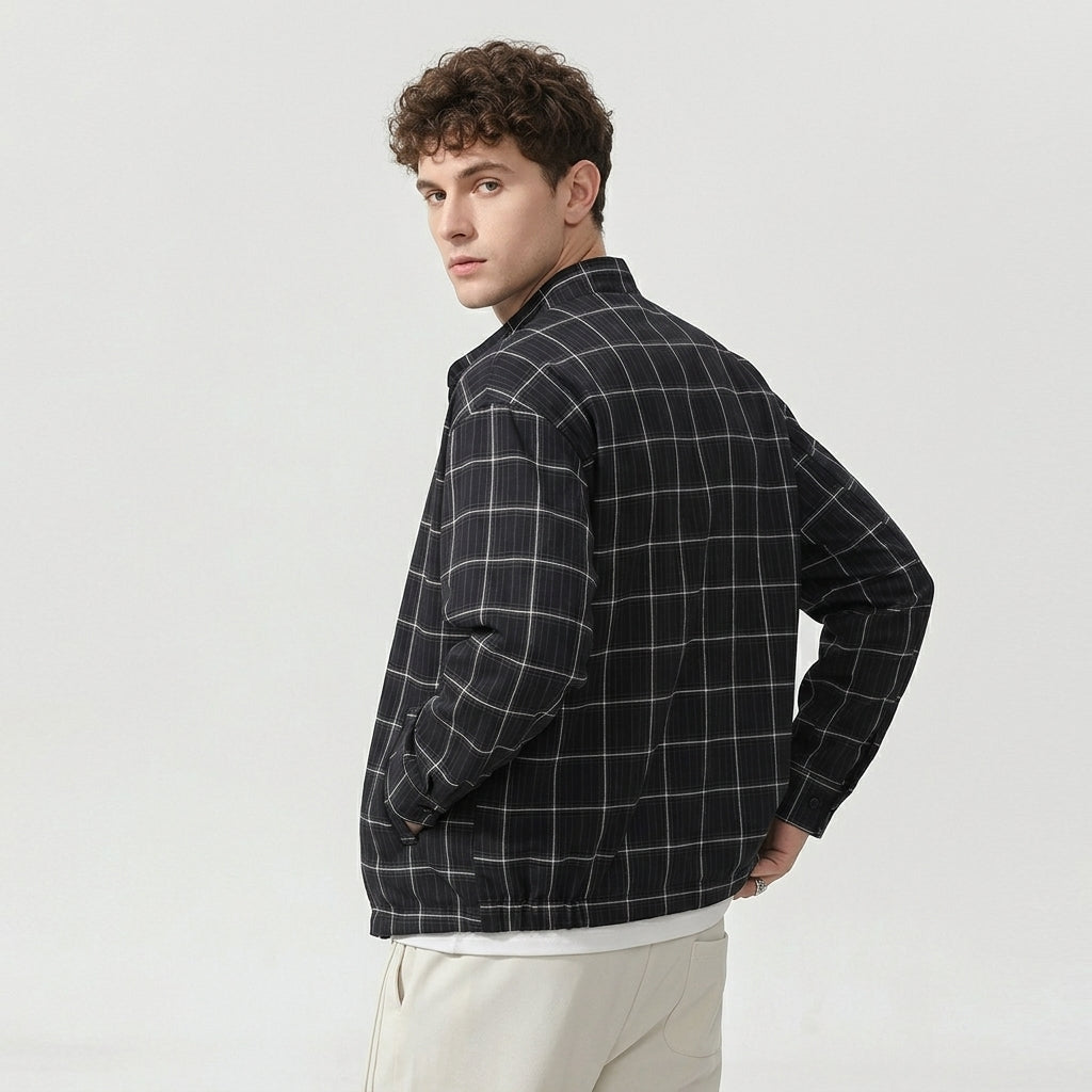 Heritage Plaid Shirt Jacket in Charcoal Black
