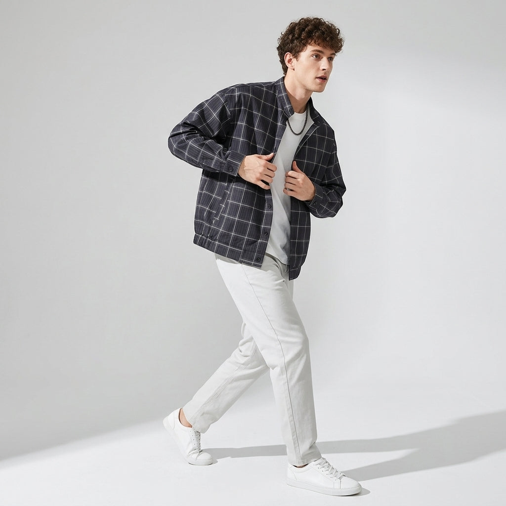 Heritage Plaid Shirt Jacket in Charcoal Black