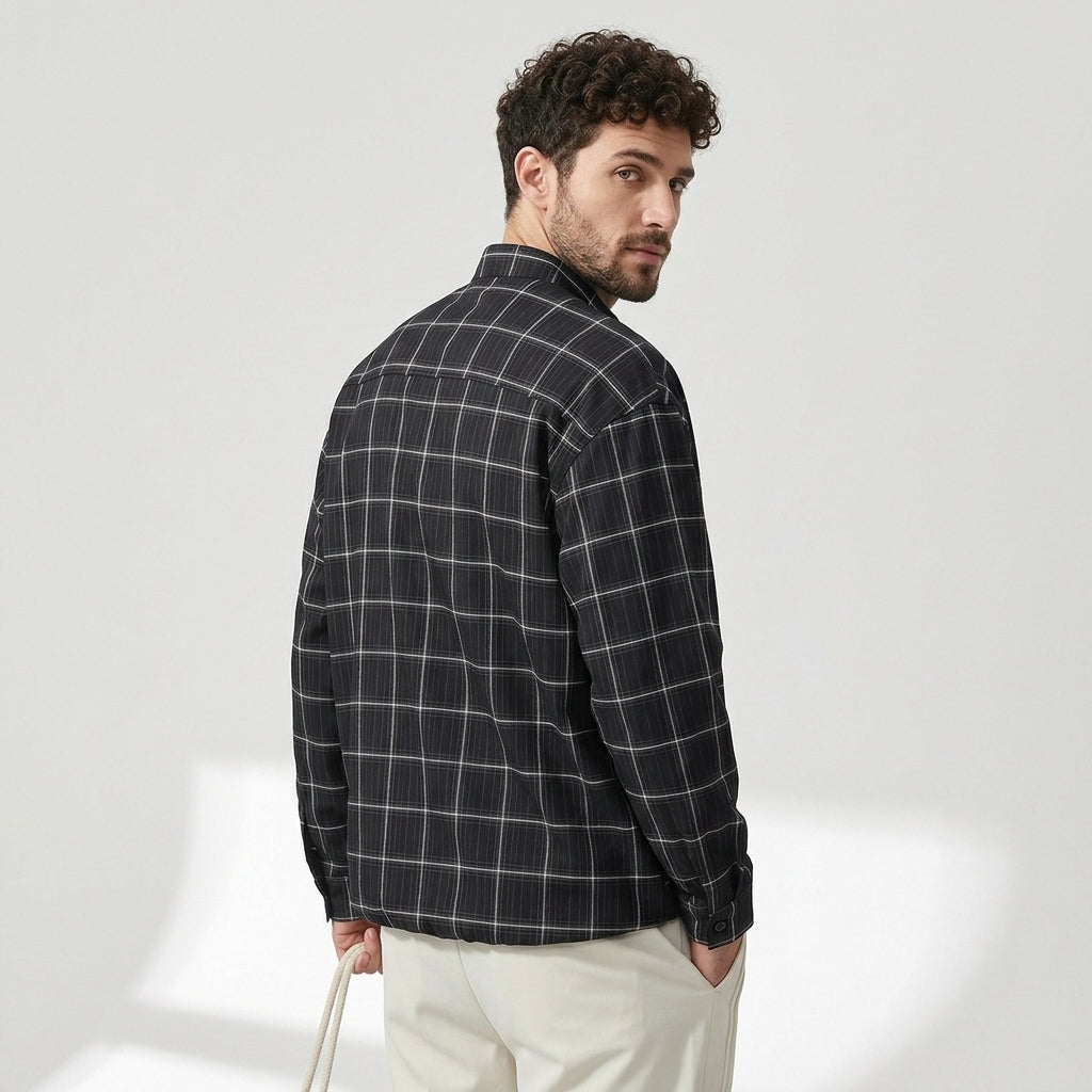 Heritage Plaid Shirt Jacket in Charcoal Black
