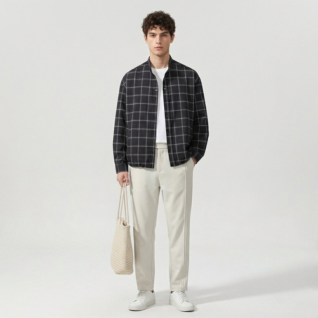 Heritage Plaid Shirt Jacket in Charcoal Black