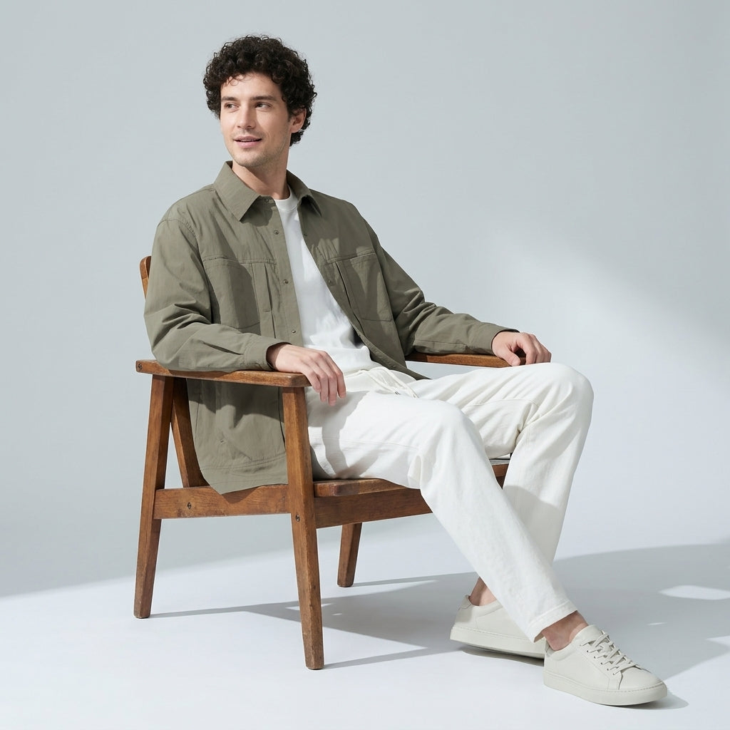 Lightweight Utility Shirt Jacket in Army Green