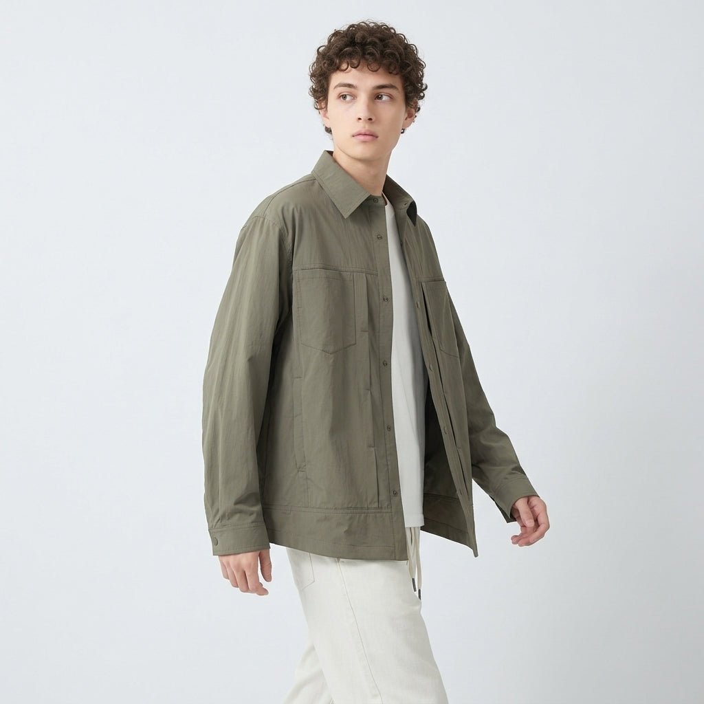 Lightweight Utility Shirt Jacket in Army Green