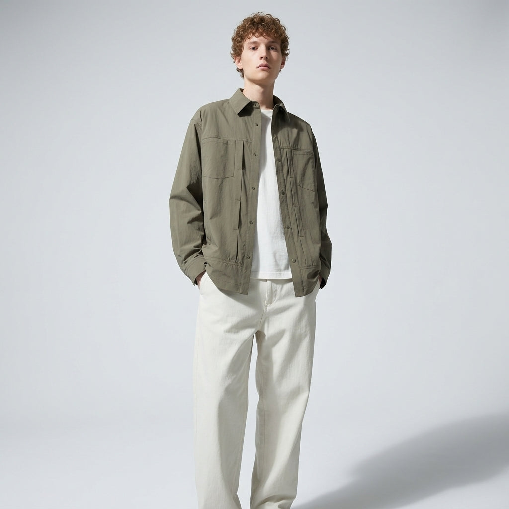 Lightweight Utility Shirt Jacket in Army Green