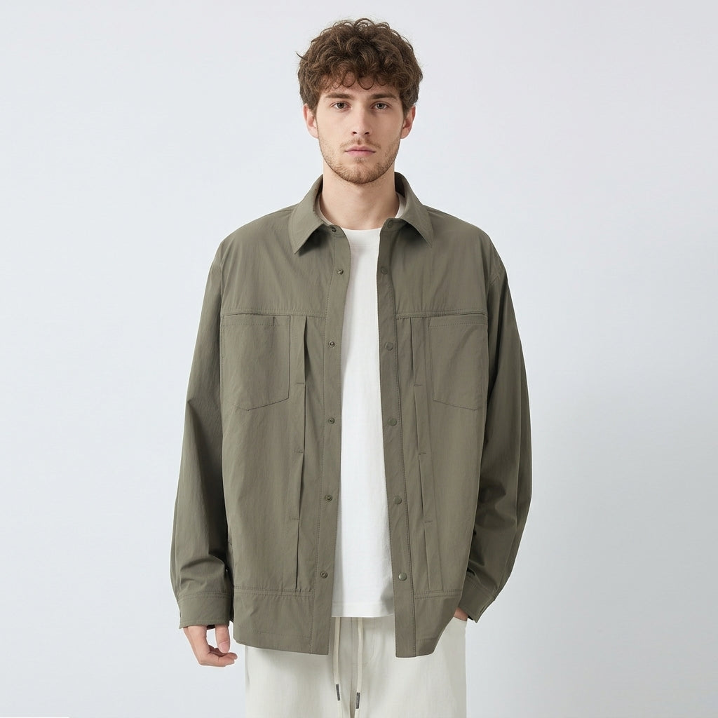 Lightweight Utility Shirt Jacket in Army Green