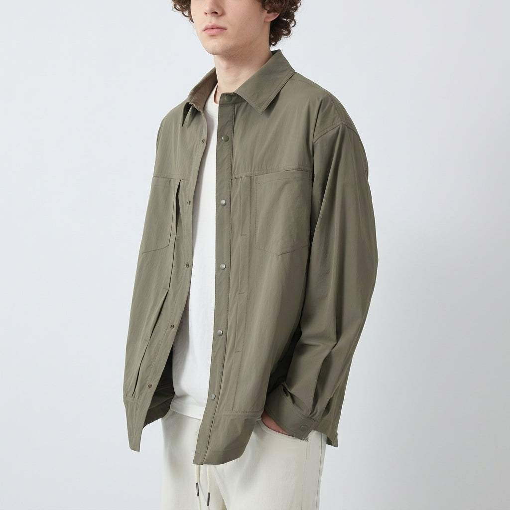 Lightweight Utility Shirt Jacket in Army Green