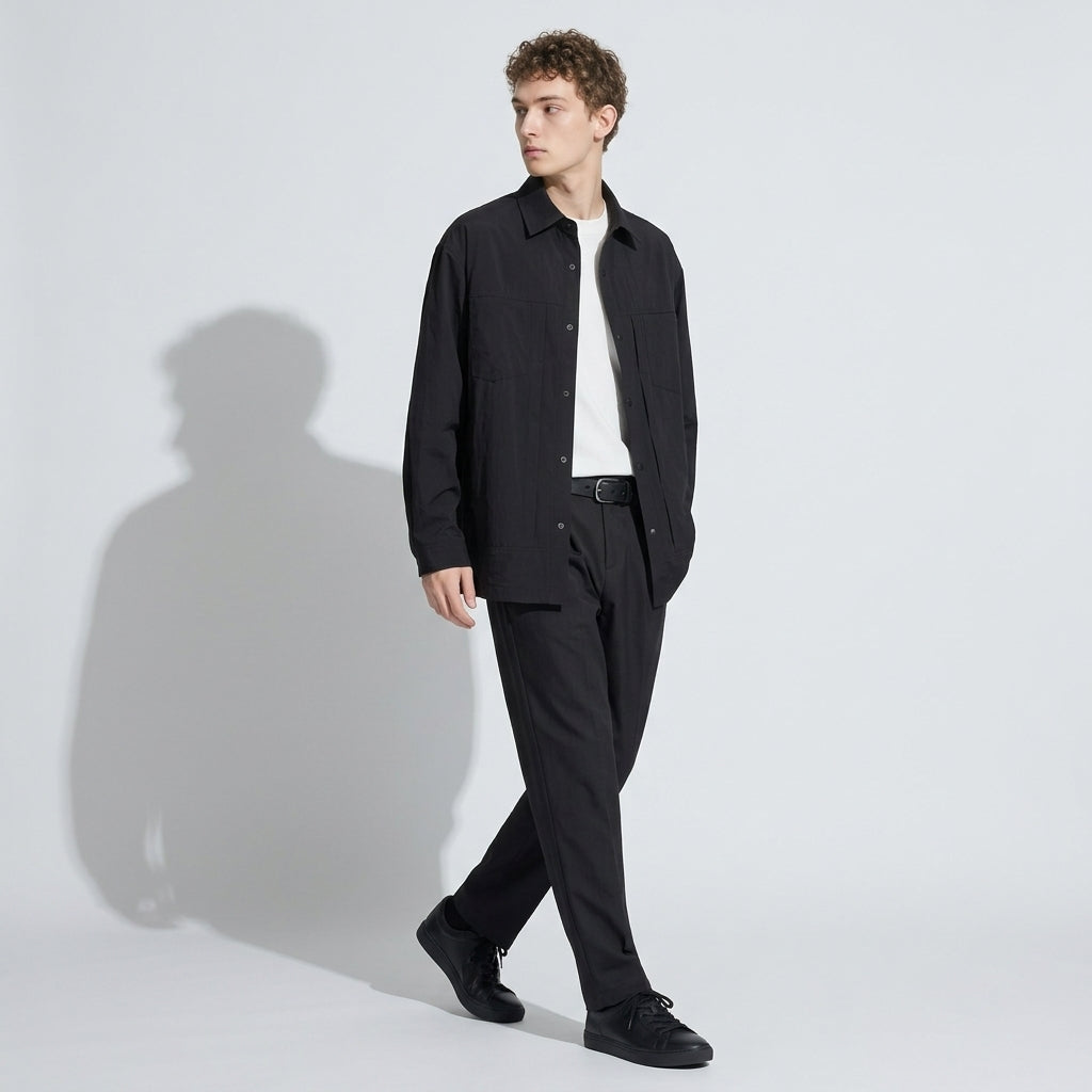 Lightweight Utility Shirt Jacket in Black