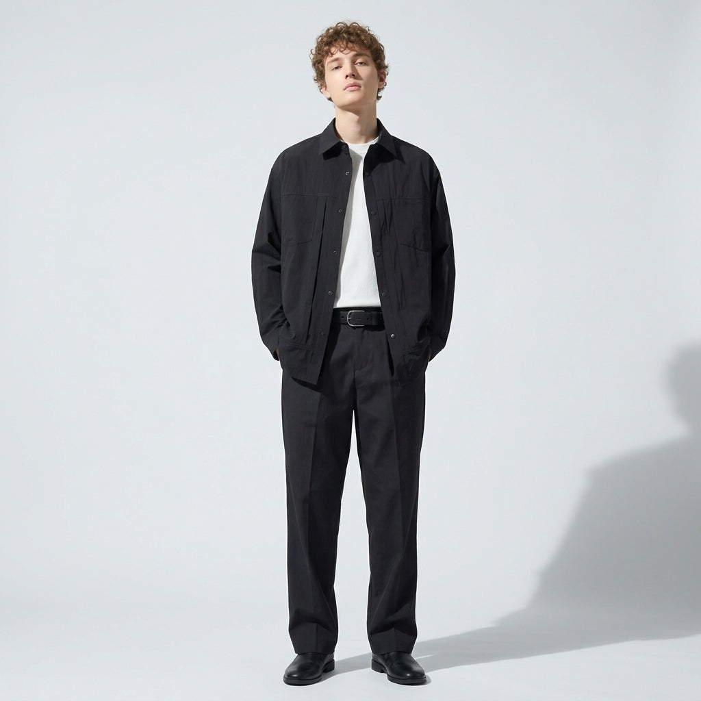 Lightweight Utility Shirt Jacket in Black