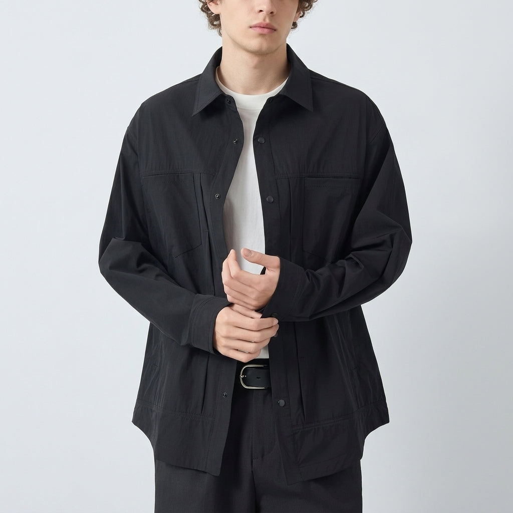 Lightweight Utility Shirt Jacket in Black