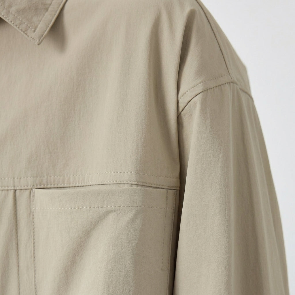 Lightweight Utility Shirt Jacket in in Light Khaki