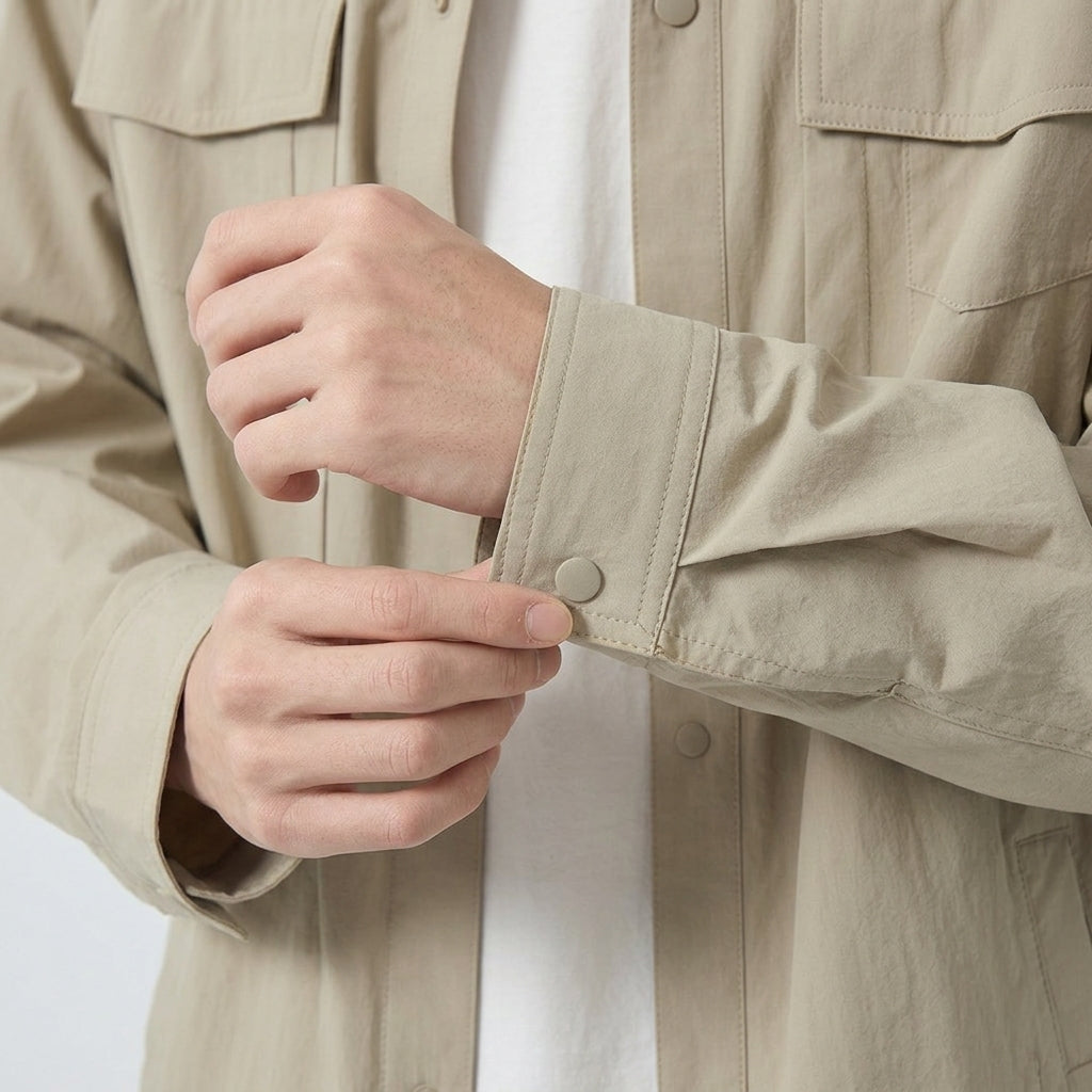 Lightweight Utility Shirt Jacket in in Light Khaki
