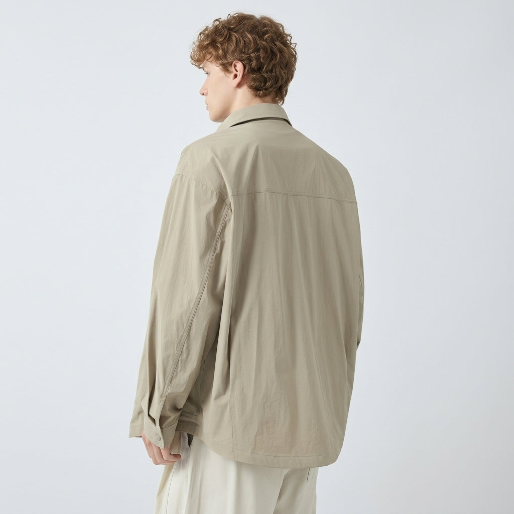 Lightweight Utility Shirt Jacket in in Light Khaki