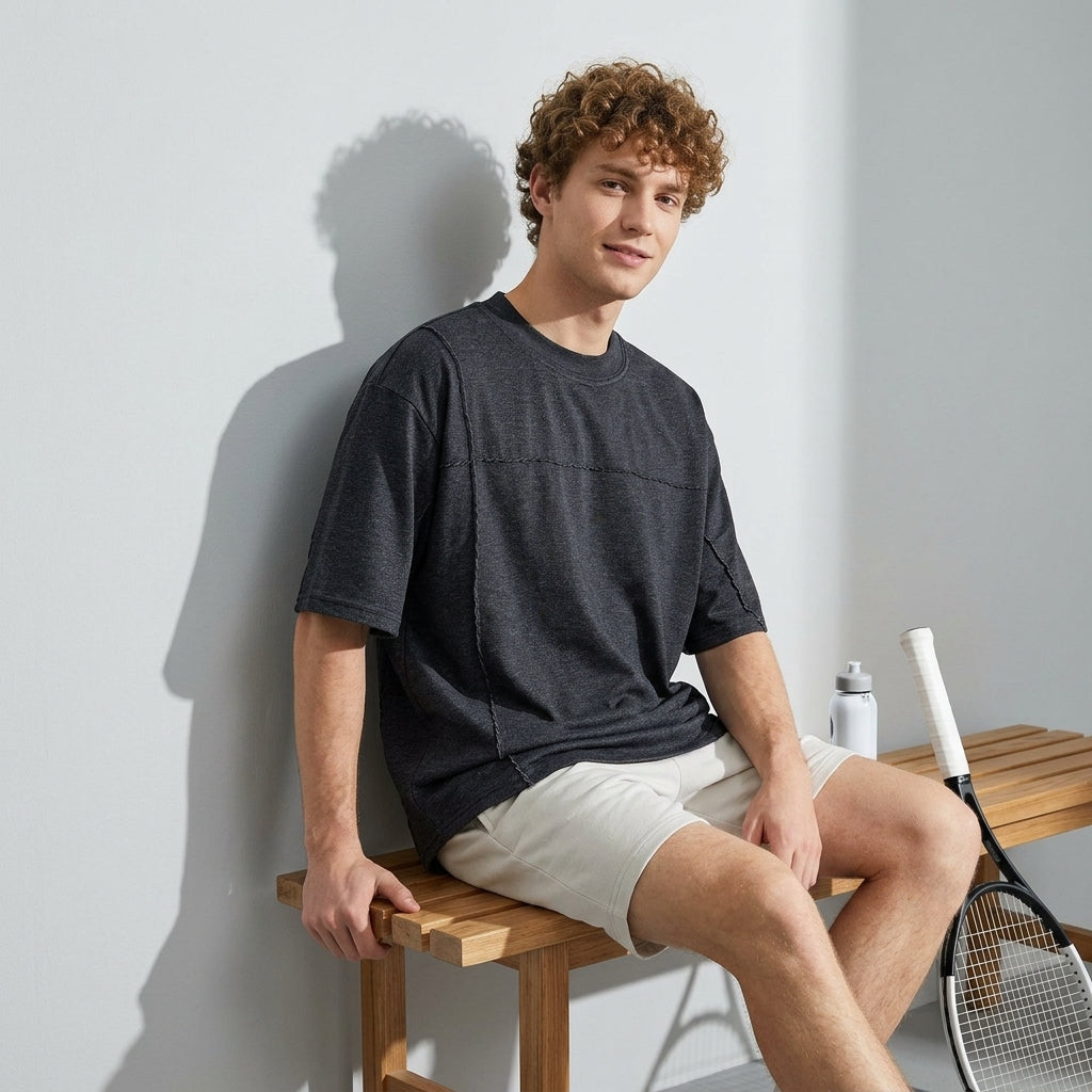 Spun Cotton Tee in Charcoal Grey