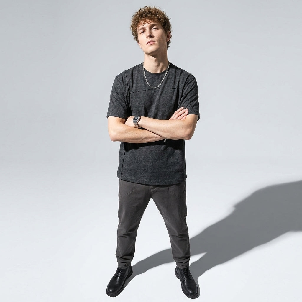 Spun Cotton Tee in Charcoal Grey