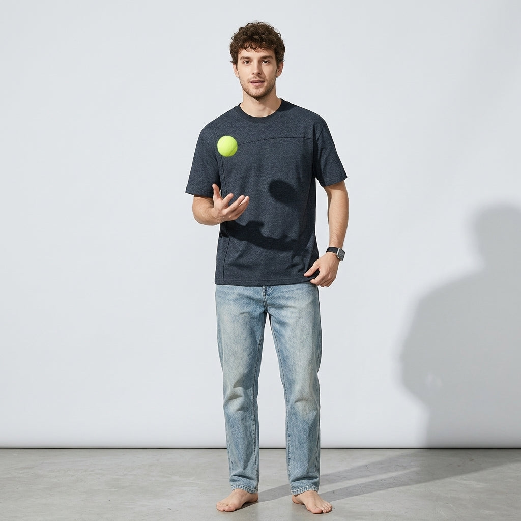 Spun Cotton Tee in Charcoal Grey