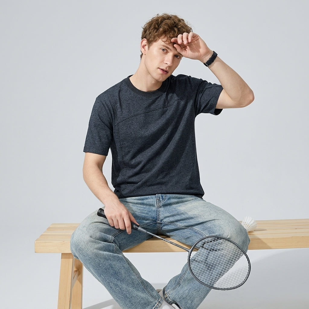 Spun Cotton Tee in Charcoal Grey