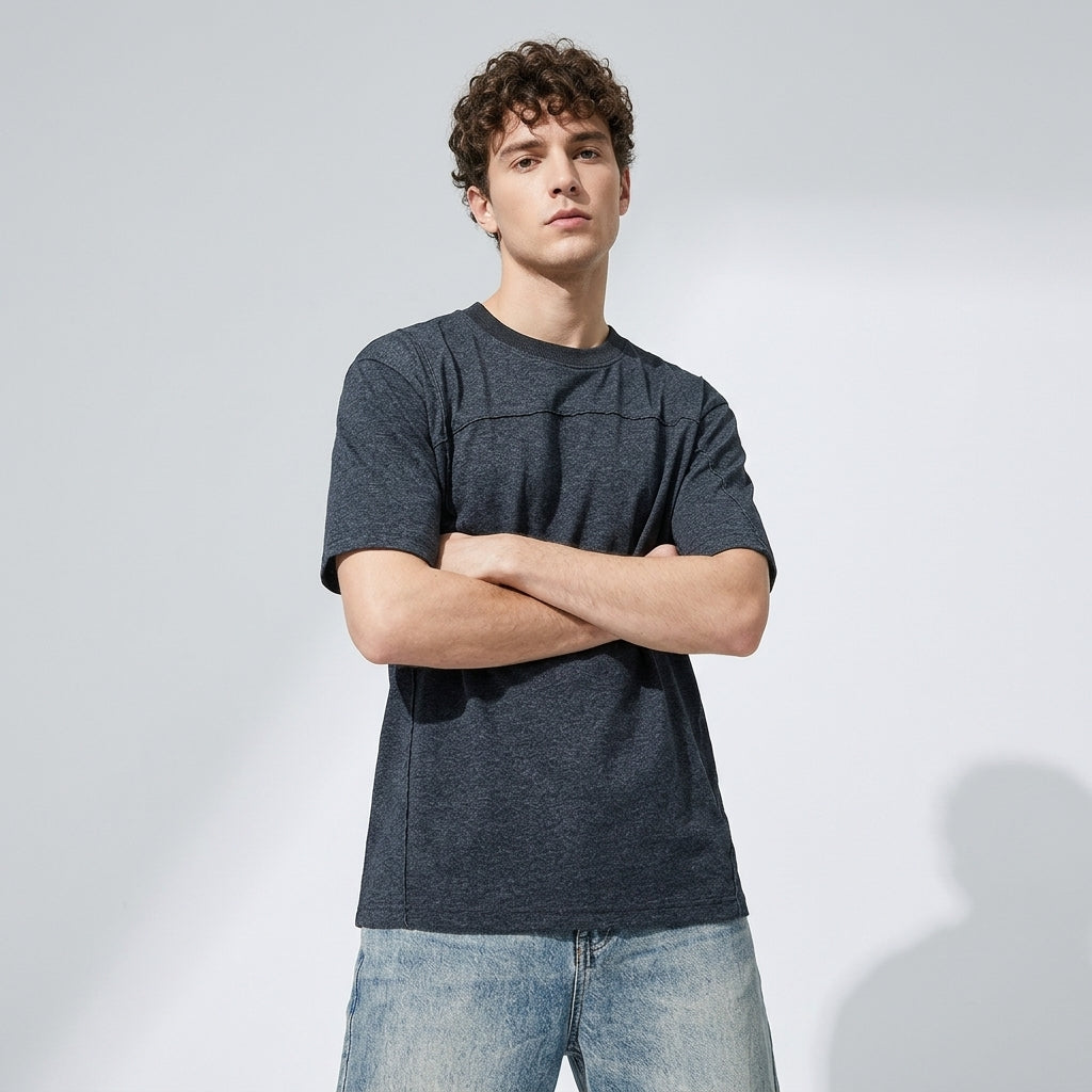 Spun Cotton Tee in Charcoal Grey