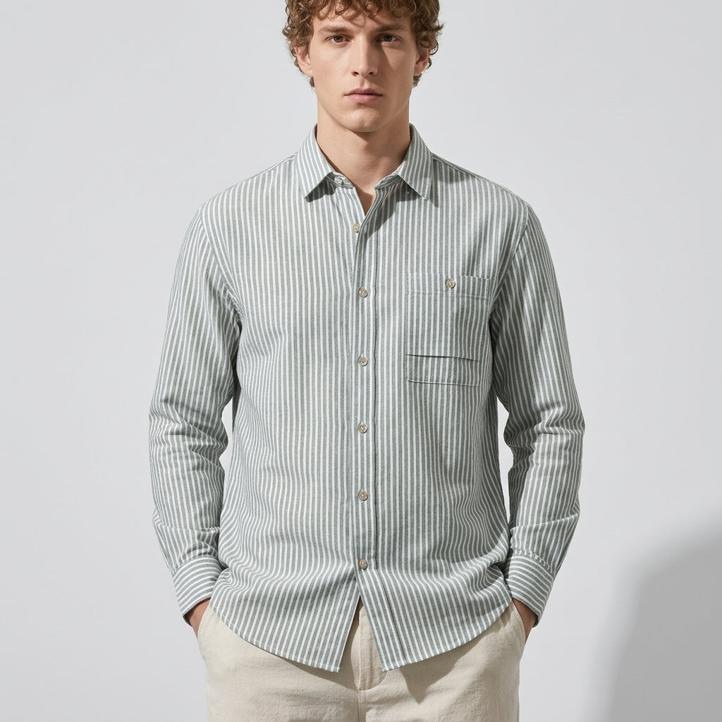 Striped Linen Shirt in White