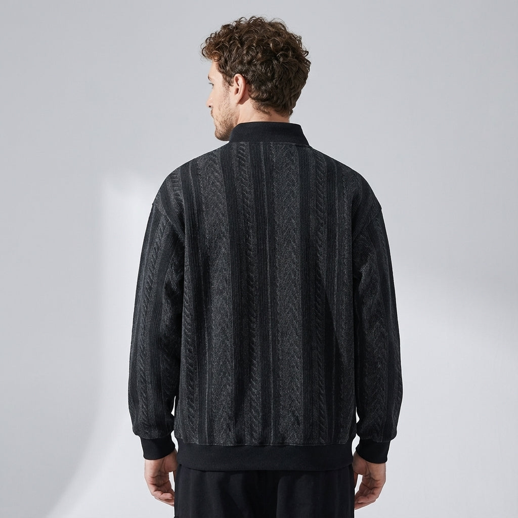 Textured Turtle Neck Pullover in Black