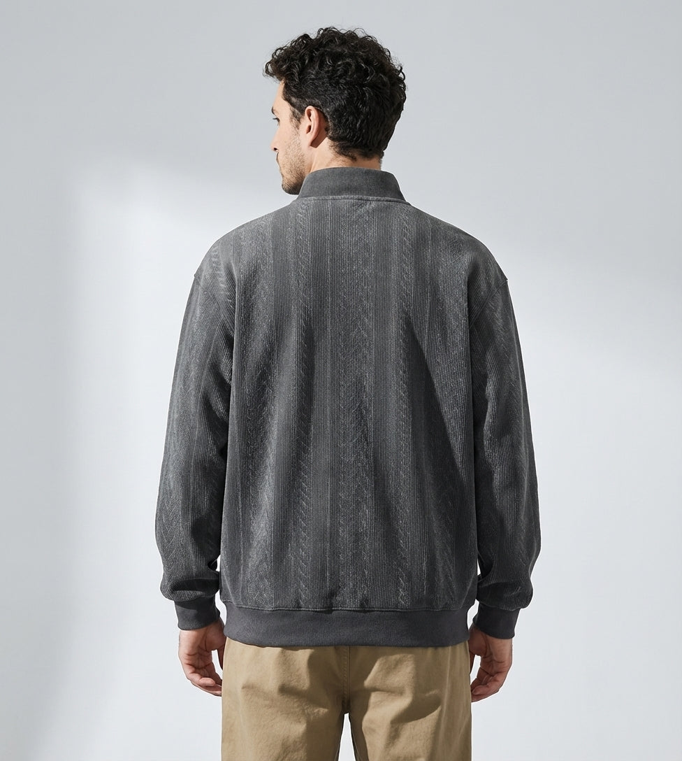 Textured Turtle Neck Pullover in Grey