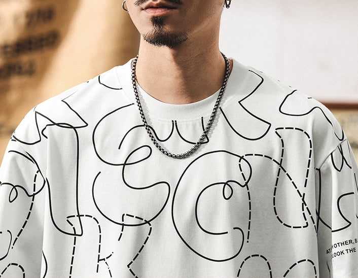Printed Scribble White T-Shirt