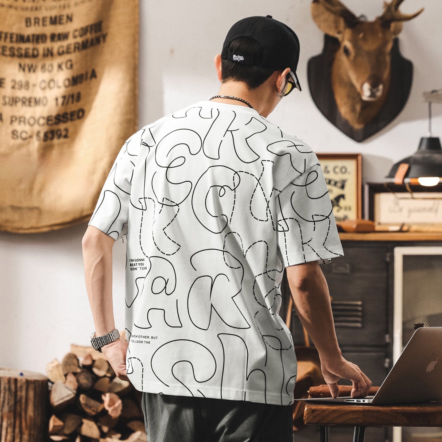 Printed Scribble White T-Shirt