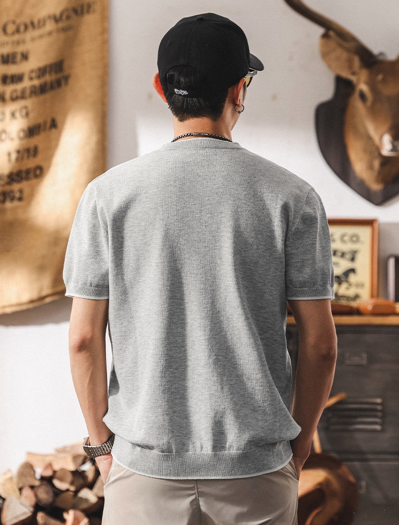 Linen Tencel Light Gray Knit Tee