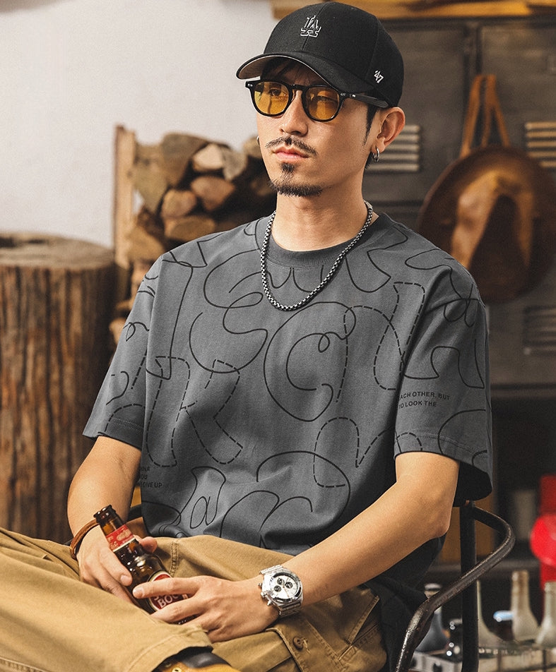 Printed Scribble Dark Gray T-Shirt