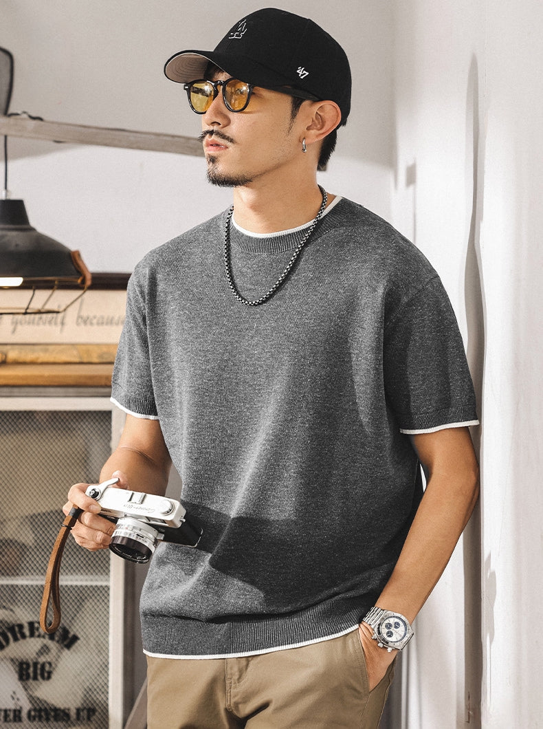 Linen Tencel Dark Gray Knit Tee