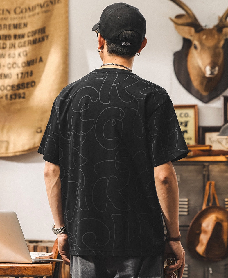 Printed Scribble Black T-Shirt