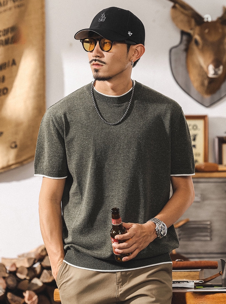 Linen Tencel Dark Gray Knit Tee