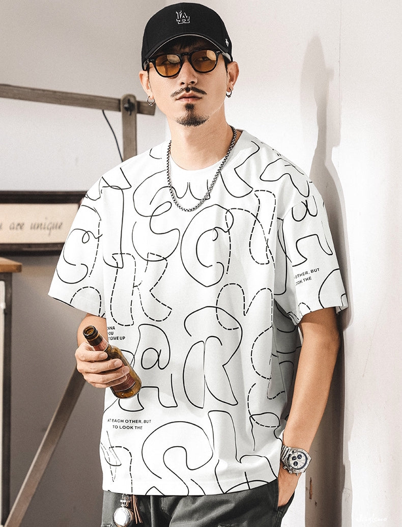 Printed Scribble White T-Shirt