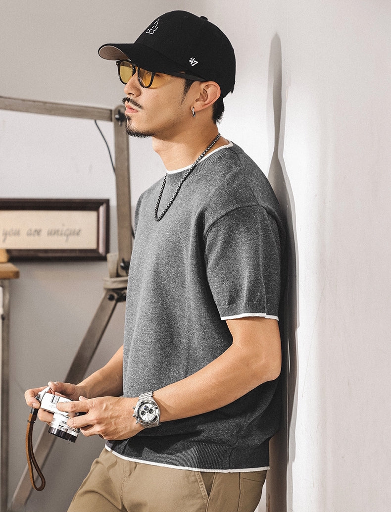 Linen Tencel Dark Gray Knit Tee