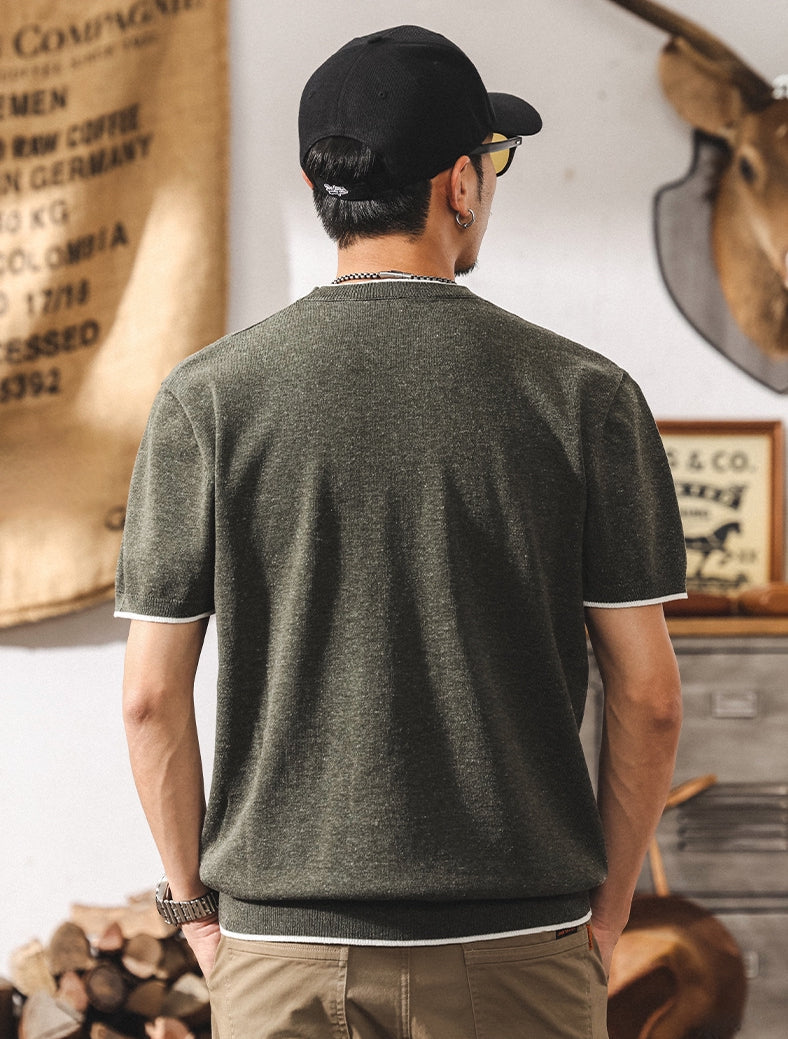 Linen Tencel Dark Gray Knit Tee