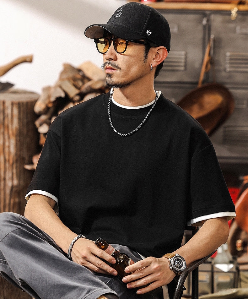 Black Retro Layered Tee