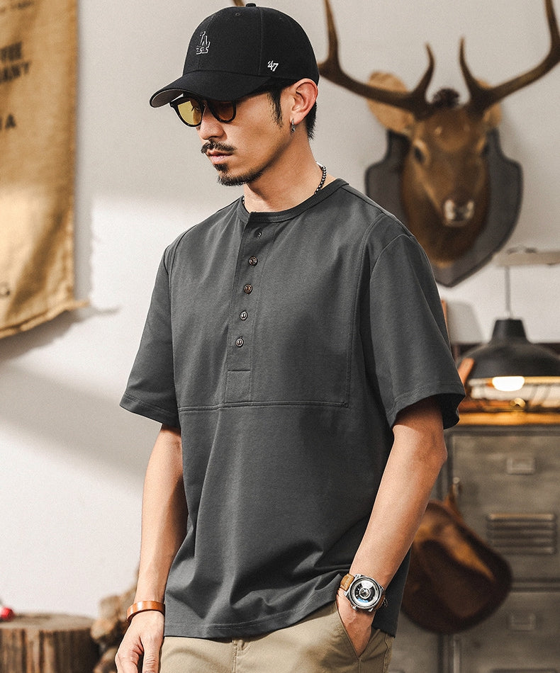 Frontier Buttoned Henley Tee
