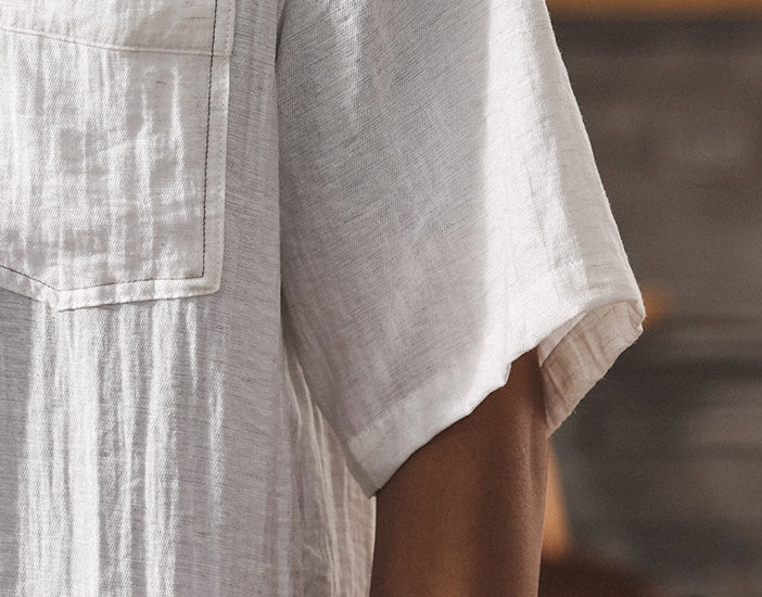 Stand Collar Viscose Smart Casual White Shirt