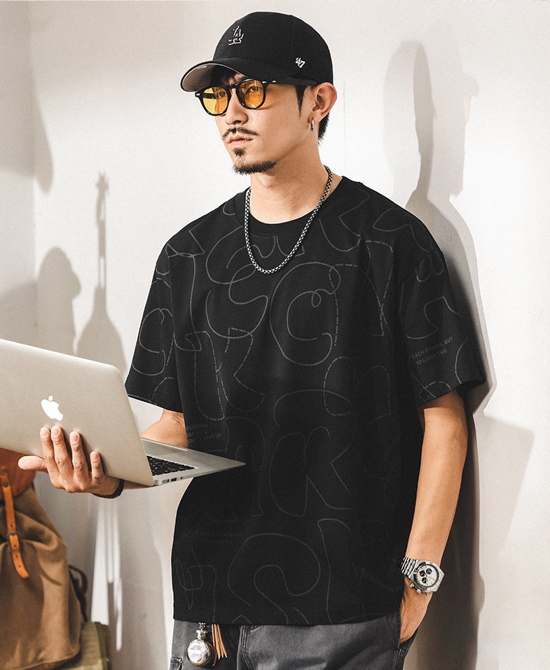 Printed Scribble Black T-Shirt