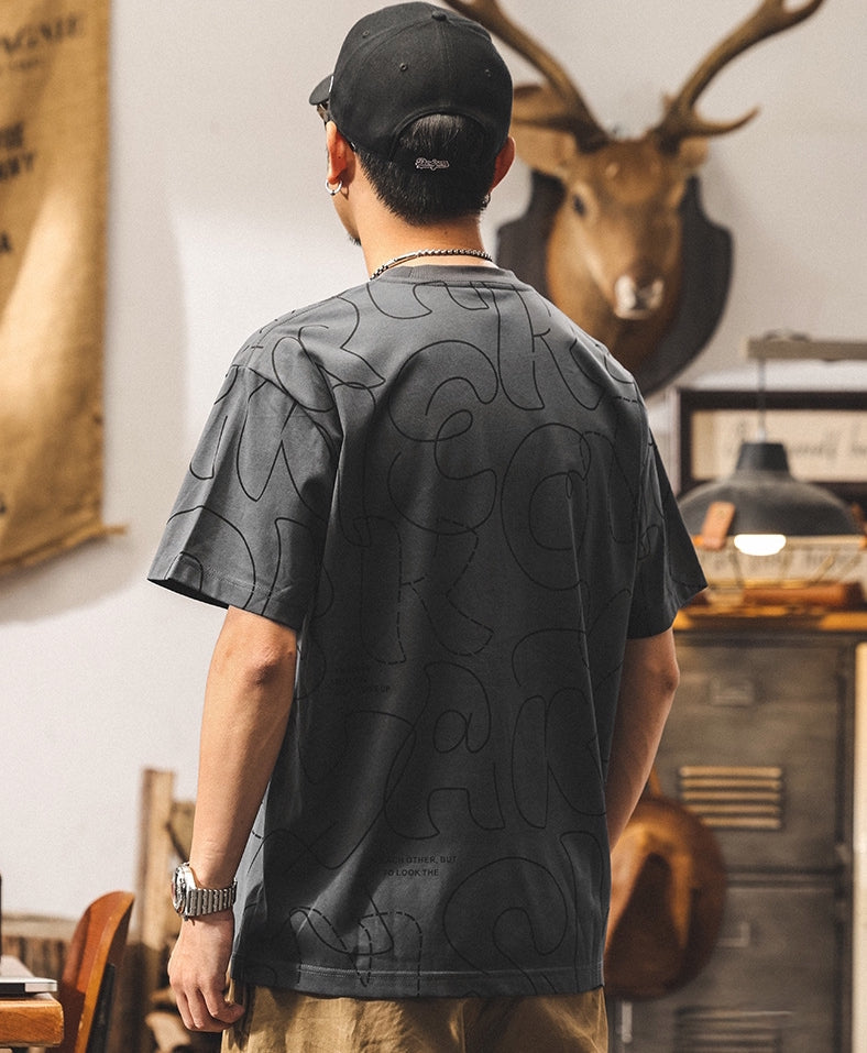 Printed Scribble Dark Gray T-Shirt