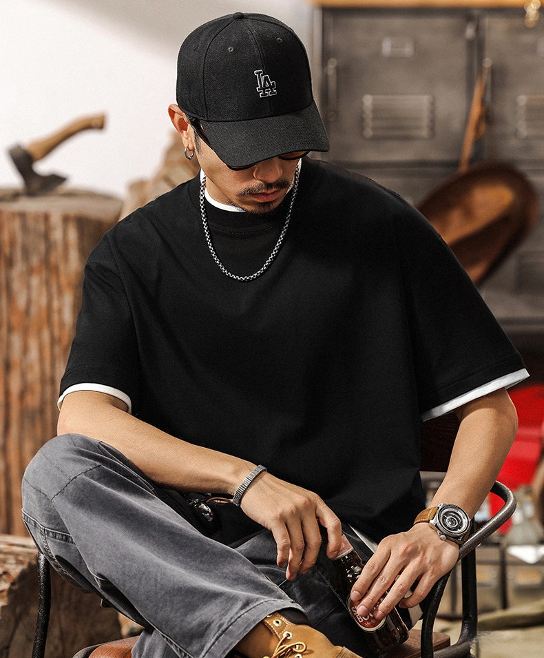 Black Retro Layered Tee