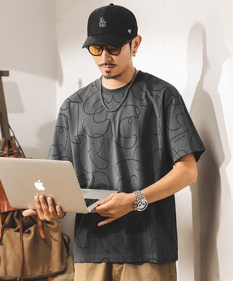 Printed Scribble Dark Gray T-Shirt