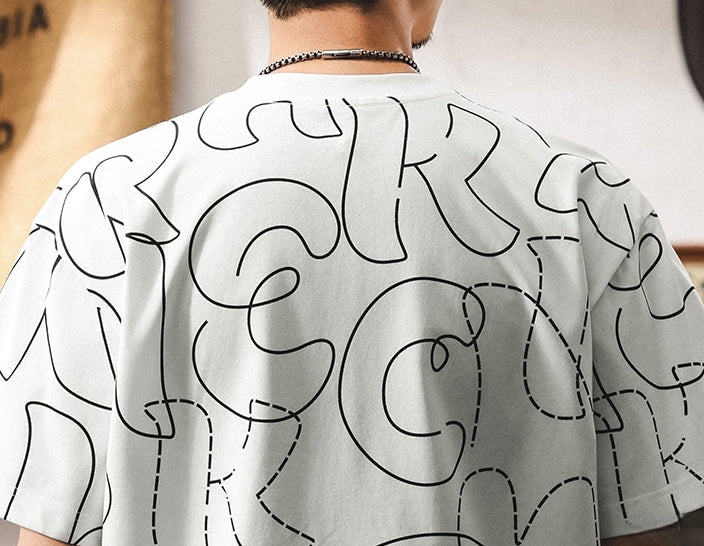 Printed Scribble White T-Shirt