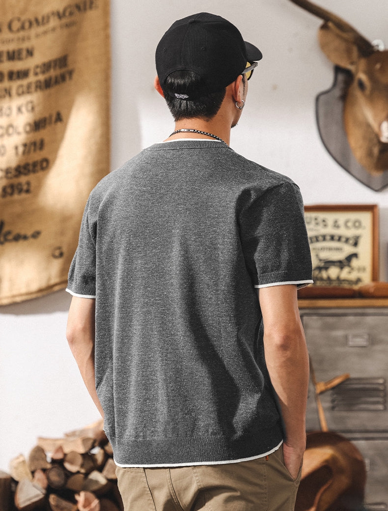 Linen Tencel Dark Gray Knit Tee