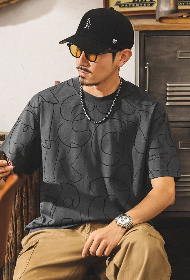 Printed Scribble Dark Gray T-Shirt