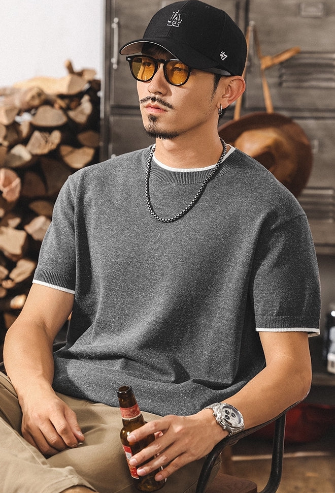 Linen Tencel Dark Gray Knit Tee